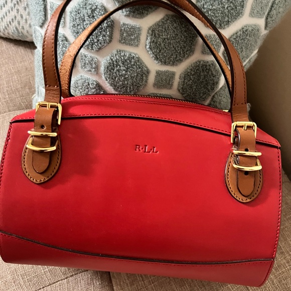 Lauren Ralph Lauren Handbags - Lauren Ralph Lauren Red and Tan Satchel
